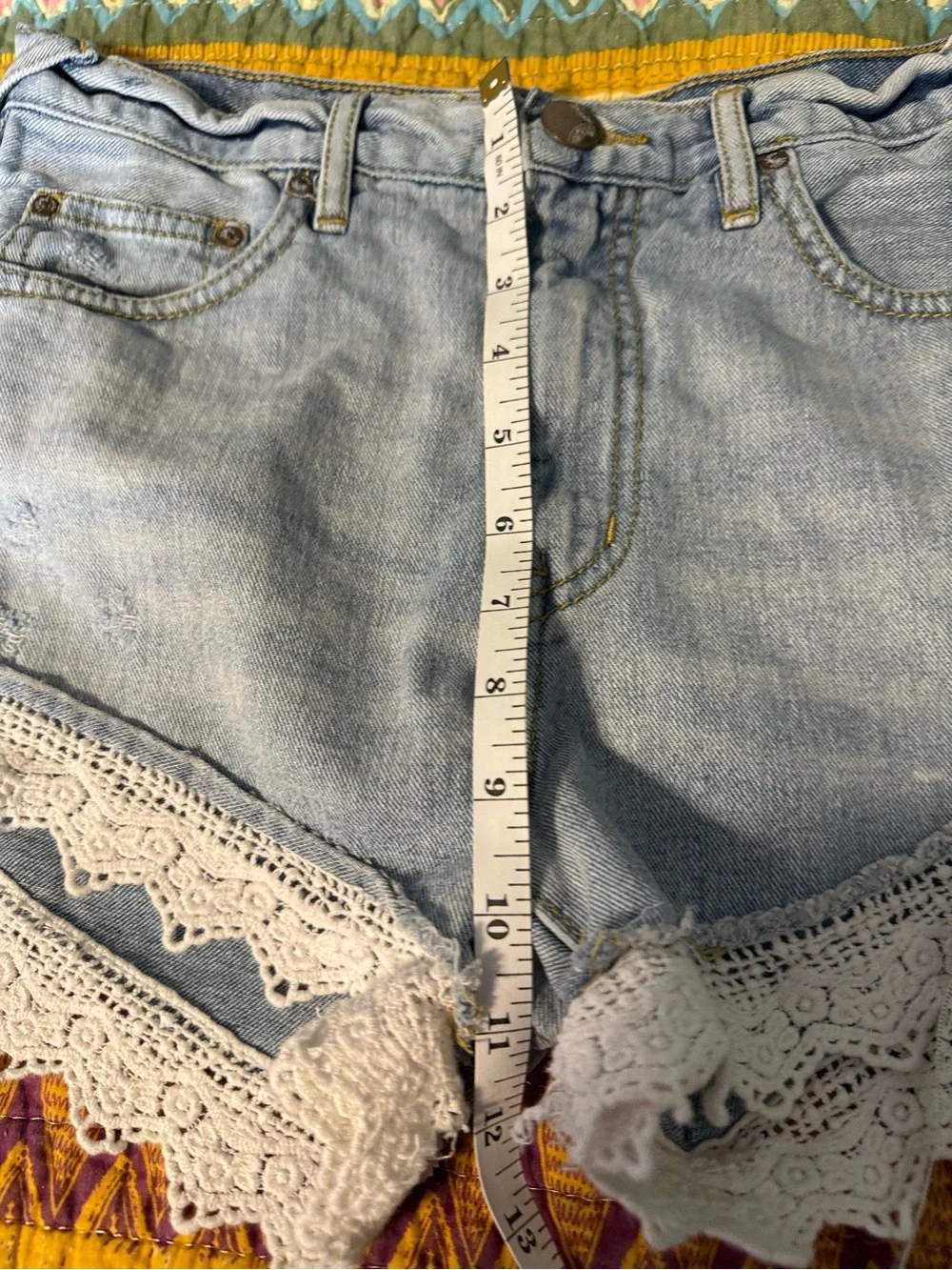 Free People Light Blue Denim Lace Trim Women’s Shorts